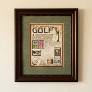 USPS A Stamp Art History Of Golf Framed Print 2008 Collectors Edition Vtg Stamps